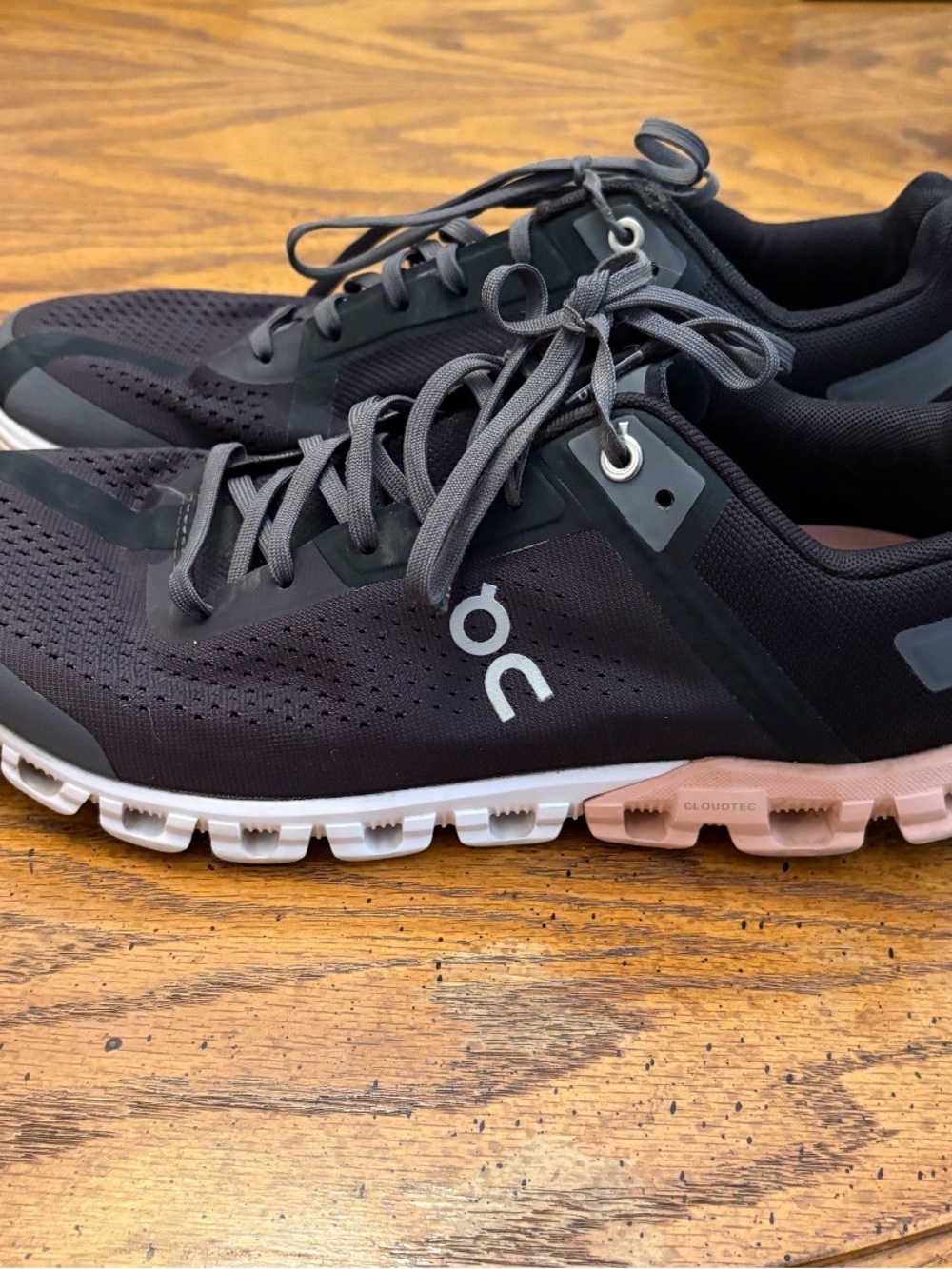 On Running Cloudflow Black and Pink Women's Running Shoe